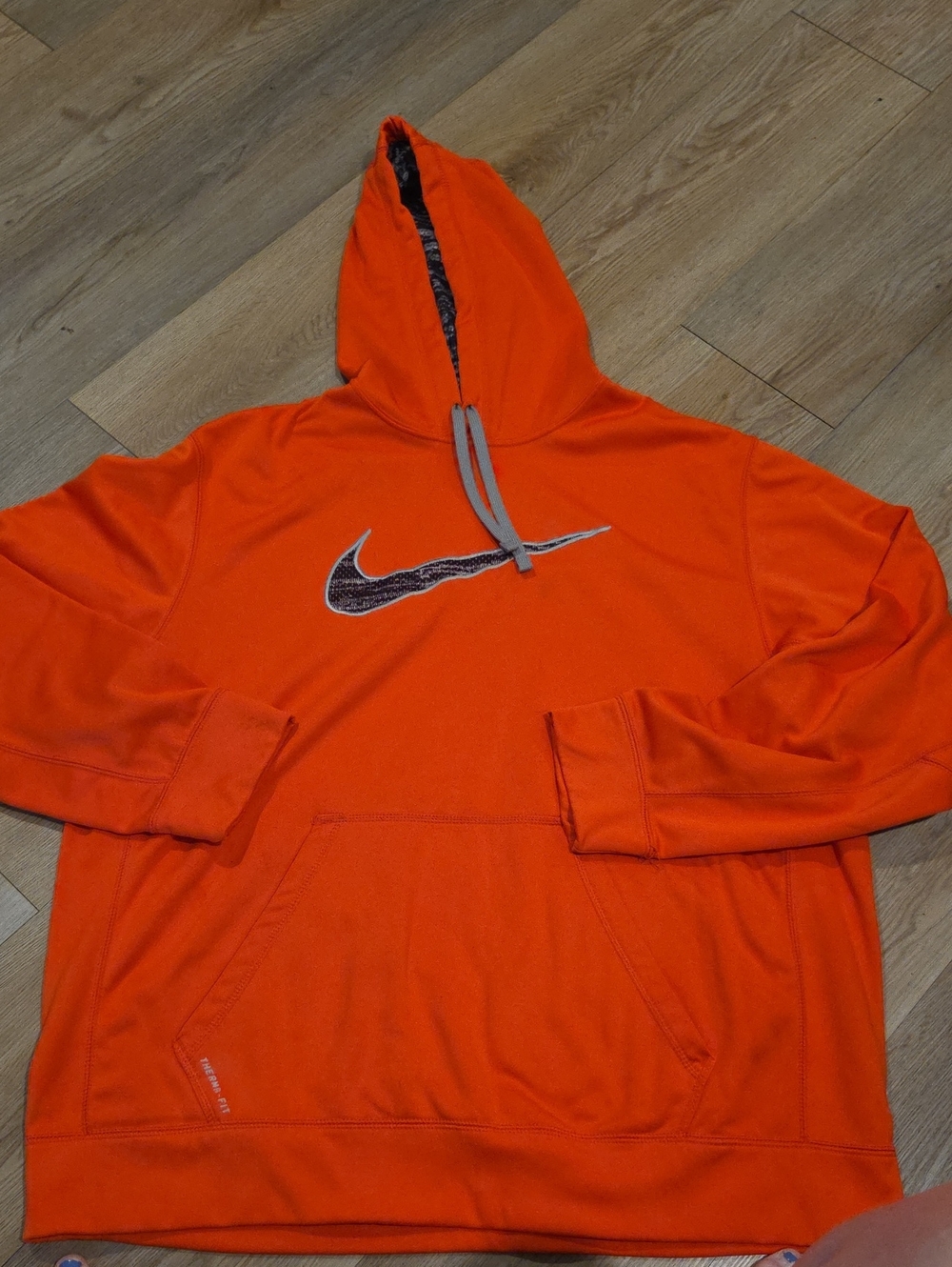 Nike Bright Orange Hoodie with Gray Swoosh Accent